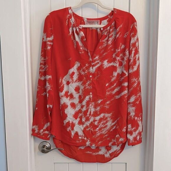 Yoana Baraschi Bitton Front Blouse Orange Gray Abstract Size Medium - Picture 1 of 7